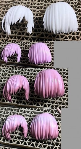 美少女フィギュア製作代行moe 髪の塗装 白サフ ベース色 シャドー ハイライトの順で 立体感を出していきます スーパーバイザー様 S Visor より ご依頼品 Fgo マシュ ハロウィンver Wf18s Fatego Fgo マシュ フィギュア ワンフェス