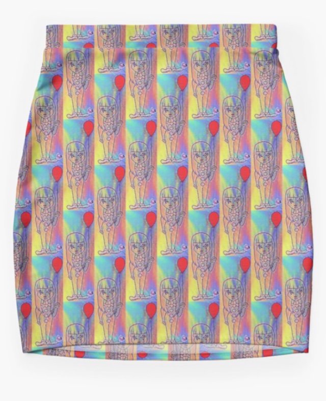 A creepy little clown covered skirt you say? We’ve got you covered! Head over to our #Redbubble page to grab one now, link in bio #daughtersofbedlam #doll #dolls #gothic #gothicdoll #horror #horrordoll #clown #clowndoll #miniskirt #Earlybiz #eshopsUK