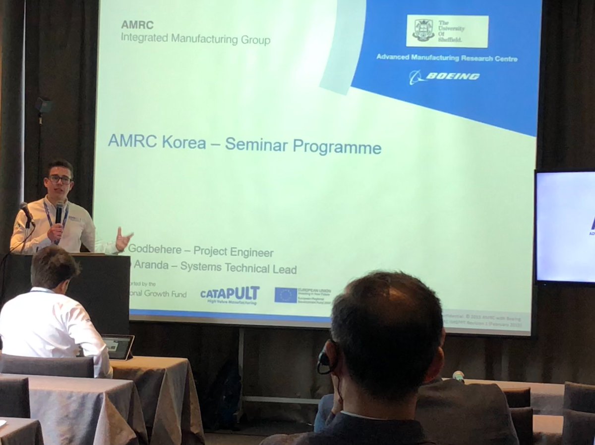 TheAMRC's tweet photo. Two of @TheAMRC smartest digital engineers, Diego Aranda and Alex Godbehere, in South Korea working with AMRC/Korea to boost Industry4.0  in one of world 's most advanced economies! Proof @sheffielduni research &amp; innovation in advanced manufacturing is world-class. @weareintl https://t.co/hSoYlS5FHV