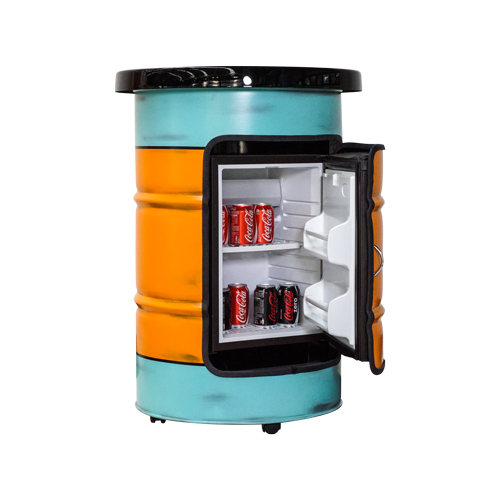 DrumGulf's tweet photo. OIL DRUM REFRIGERATOR

•Attractive, industrial design, handmade from an original, 208l oil drum
•Easy to clean glass or composite tabletop
•Built-in high quality DOMETIC noiseless minibar, insulated interior
•New style Future Design or, mat style Vintage Design https://t.co/zxmkYHSlen