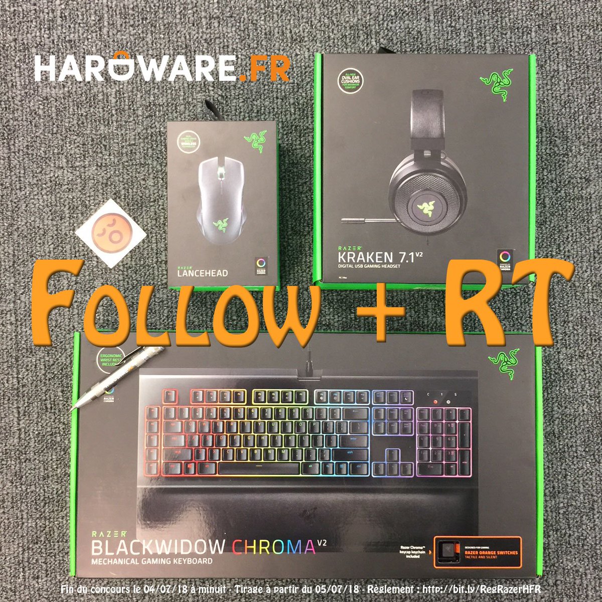 ShopHFR's tweet photo. 🎁 Concours 🎁

Un pack GAMING @Razer à 430€ à gagner ! 😱😱😱

Pour jouer c'est très simple :
 1⃣ Follow 🧡
 2⃣ RT ce tweet 🖤

🐍 Le lot → https://t.co/bOCX3OQURY

🐍 Fin du jeu → 04/07/18 https://t.co/pSyH2e37WY