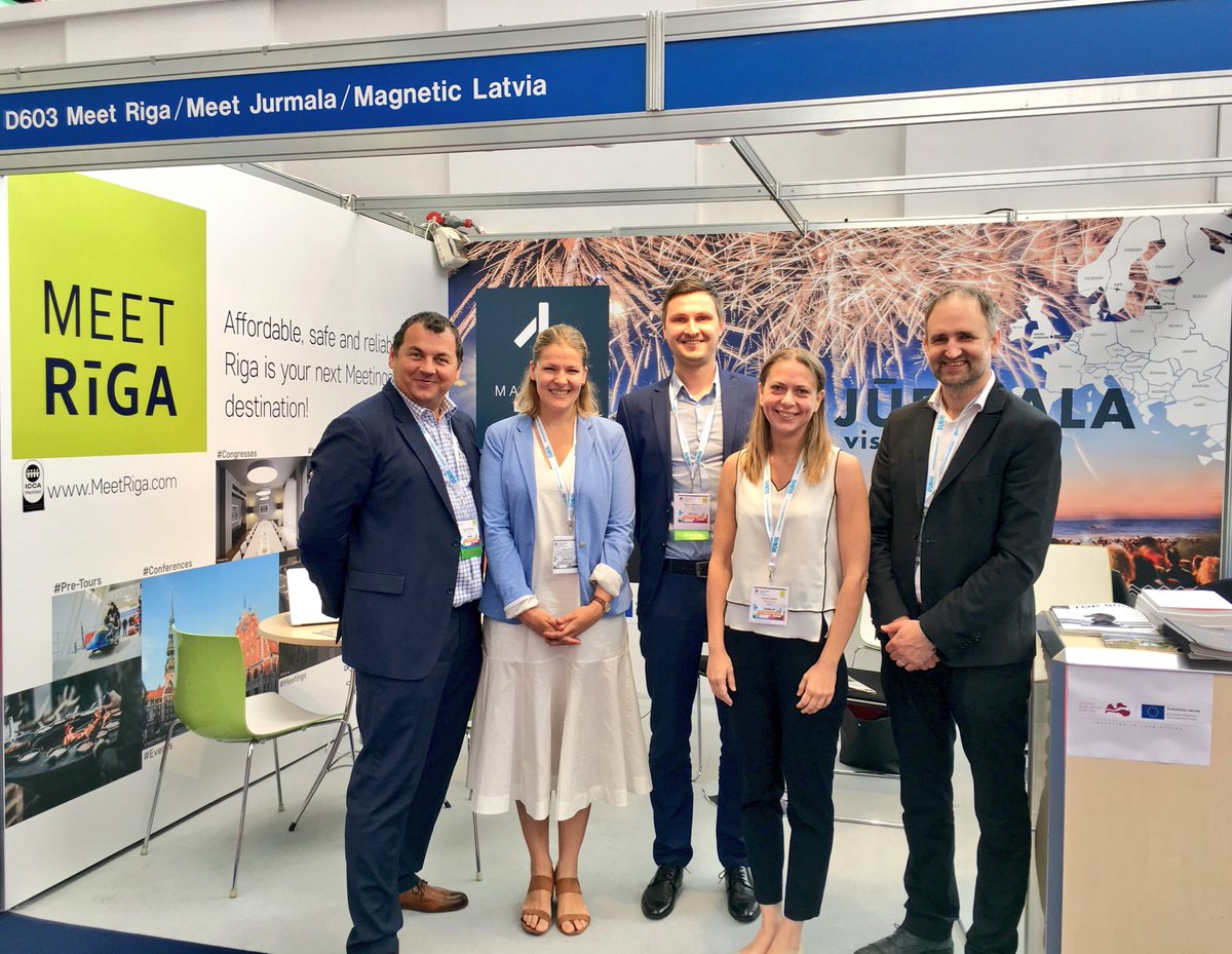 Team #Latvia 🇱🇻 on the 2nd day of #TheMeetingsShow in London's Kensington Olympia. Come &amp; meet us at Stand D603 #meetriga #meetjurmala #magenticlatvia #mice