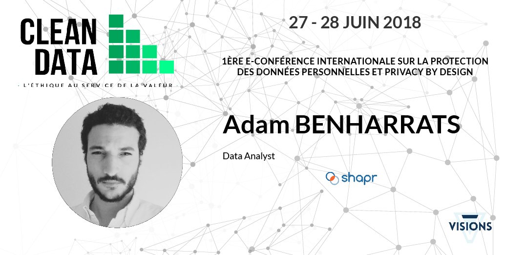 C'est au tour d'Adam Benharrats de présenter l'atelier :

 « Data-Science : Les techniques de LDA et de NLP pour offrir une expérience toujours plus personnalisée. »

=&gt; cleandata.virtualconference.com    

#cleandata #rgpd #donnéespersonnelles #visions