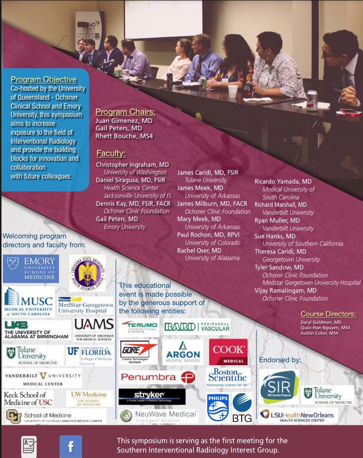 The Southeast Regional Interventional Radiology Medical Student Symposium #SEIRMSS will be even better this year! #IRad #meded <a href="/SIRRFS/">SIR RFS</a> Register: tinyurl.com/keoj675 <a href="/OchsnerRads/">Ochsner Radiology</a> <a href="/thefibroidlady/">Theresa M. Caridi MD, FSIR</a> <a href="/Bama_IR/">Rachel Oser</a> <a href="/MollieMeekIR/">Mollie Meek</a> <a href="/pj_rochon/">PJ Rochon</a> @juangimenezIRAD <a href="/docroc99/">James Milburn MD, FACR, FSNIS, MMM</a> <a href="/UWRadiology/">UW Radiology</a>