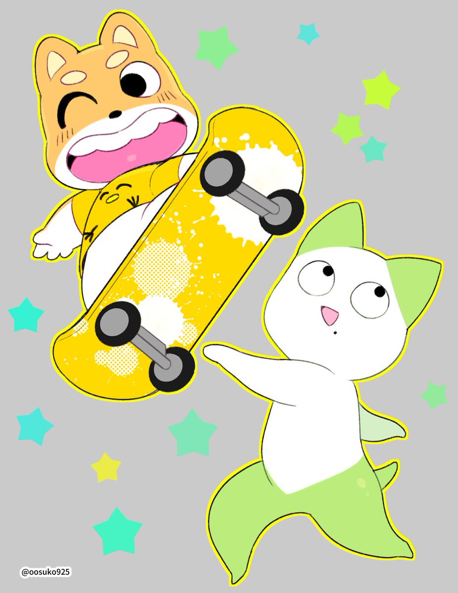 Nonnon ひぃ なおきさん 自分とこの犬キャラを描いてくださるとは しかもcのtシャツ着てスケボーしてる 可愛いすぎます なおきさんが描かれる癒しのまん丸フォルム大好きです ありがとうございます