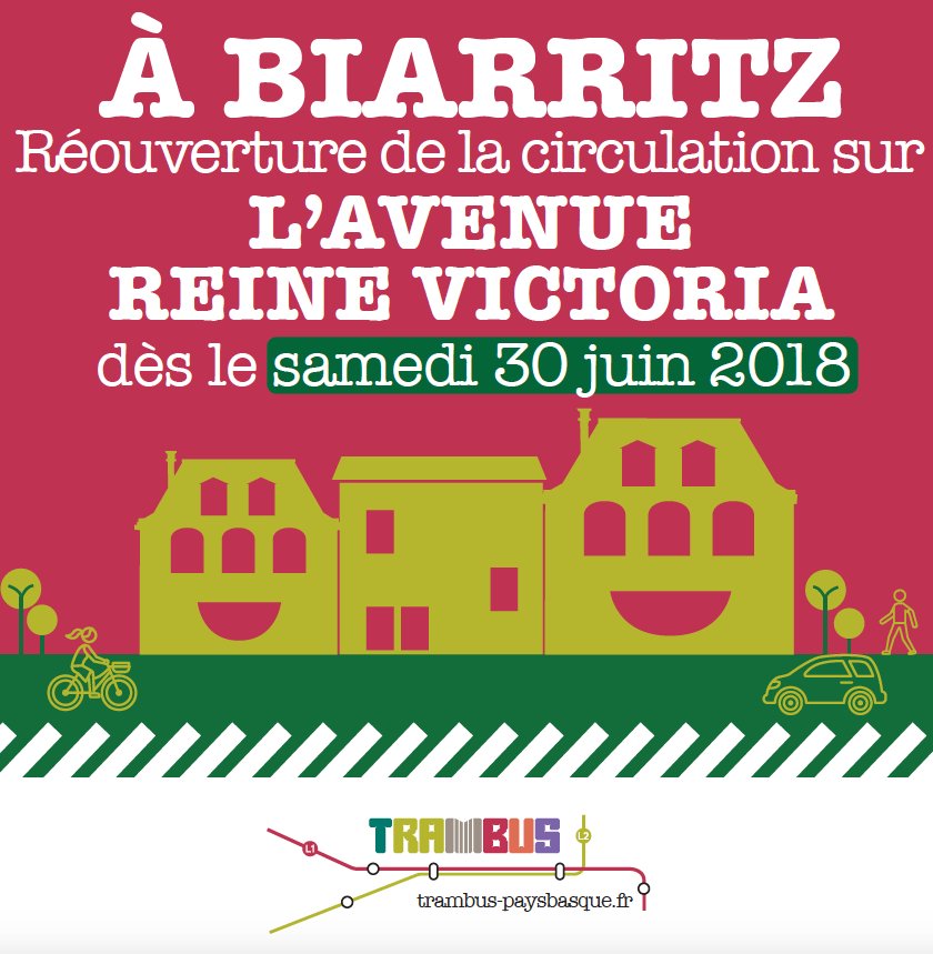 Ville2Biarritz's tweet photo. | TRAVAUX |
Fin des travaux avenue de la Reine Victoria le samedi 30 juin 🚈🚘🚦
👉 https://t.co/BgTRjZzUBU
#CommunautePB #trambus #trambusbiarritz #Ville2Biarritz #Biarritz #Biarritzpaysbasque #travauxbiarritz https://t.co/RRt7ZHXLyW