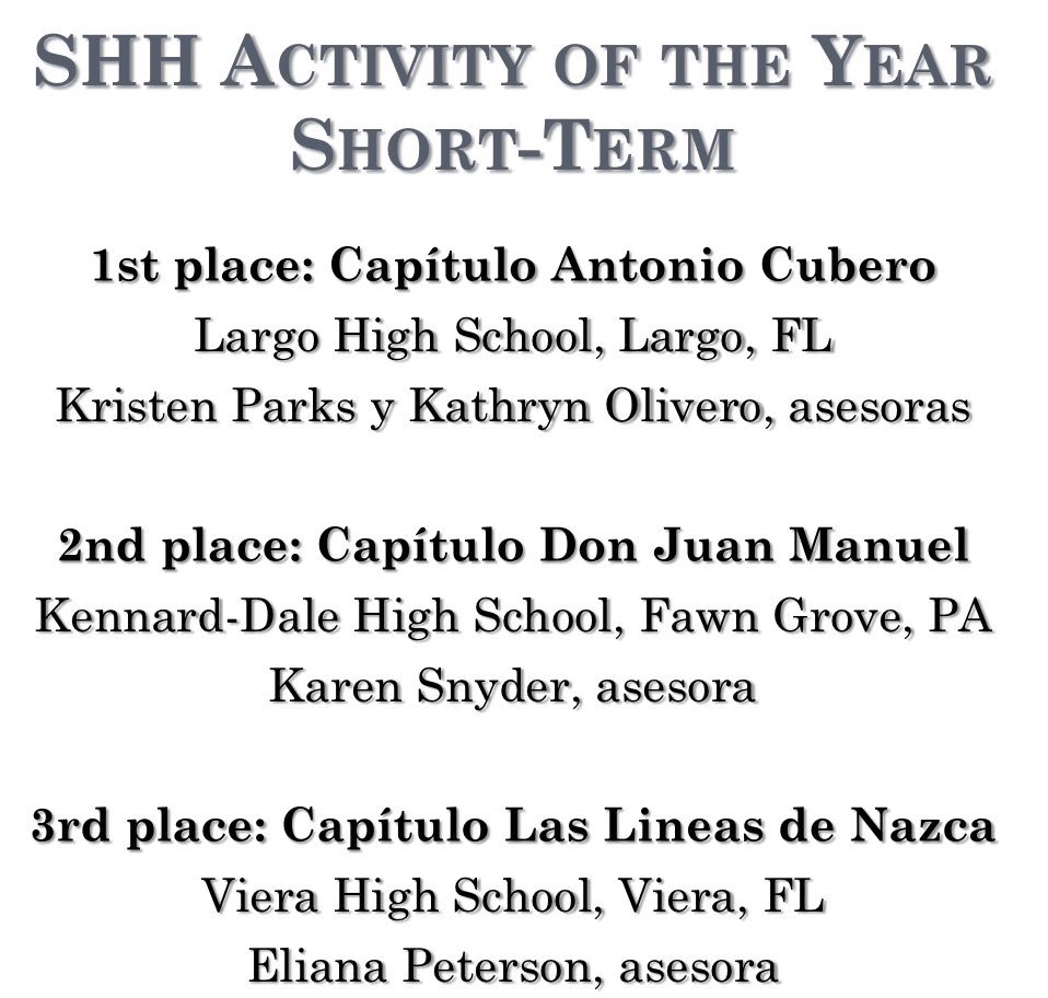 SHH_AATSP's tweet photo. Felicitaciones a los ganadores de “Actividad del Año - Corto Plazo” de 2018. #AATSP18 https://t.co/RDFEbsOW9Z