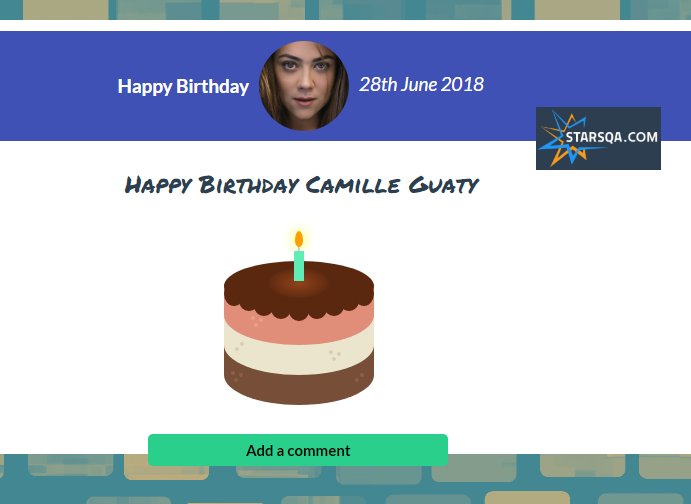  HAPPY BIRTHDAY Send her your birthday wishes:  