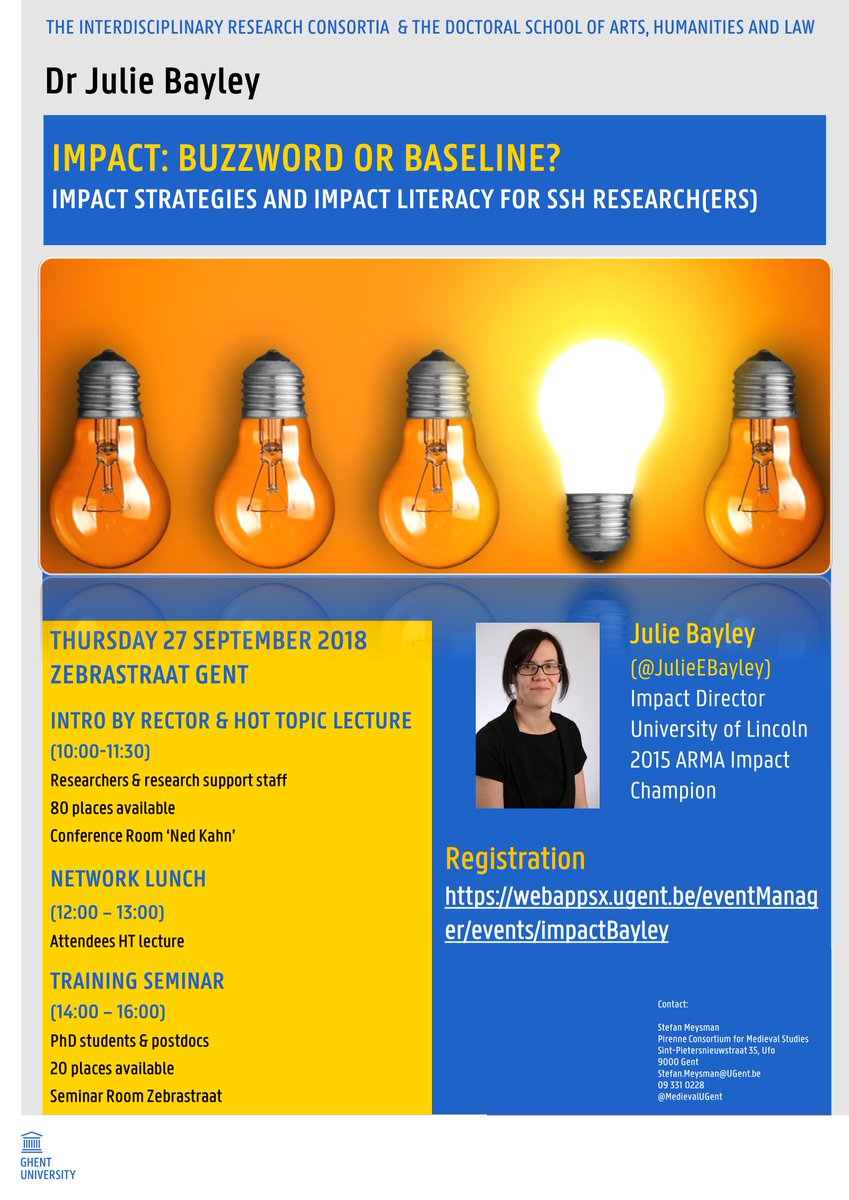ResearchUGent's tweet photo. Calling all Ghent Uni researchers who care about the #impact of their research!
Registration is open for @JulieEBayley talk on 27 Sept - https://t.co/2gQ0Tvimmo
Don't miss out on this! https://t.co/XN83ZoxCFS