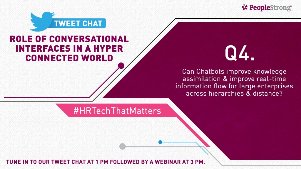 RT peoplestrong: Here comes the last question on the rising importance of #Chatbots. What's your take? Share it with us. #HRTechThatMatters PankajBansalPB PeopleMatters2 Ester_Matters ShellySinghSaha kamakshipant vishalsaha sidsap insatiableankur Abhijit…