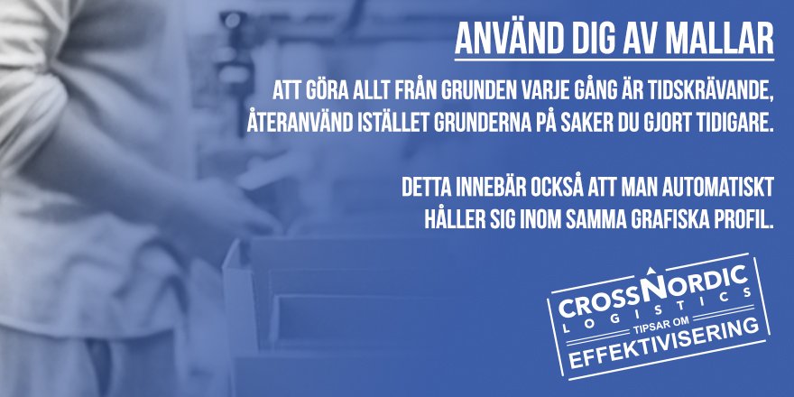 Att använda sig av färdiga mallar i t ex Word är inte bara tidssparande, det gör också att man håller sig inom den grafiska profilen vilket gör att det ser bättre ut. 

#veckanstips #tips #3PL #automatiserad #ehandel #distribution #logistik