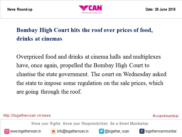Retweeted TogetherVCAN (@Together_VCAN):

#BombayHighCourt hits the roof over prices of #food, #drinks at #cinemas

Click here to read more:
togethervcan.in/news/bombay-hi…

#vcan4mumbai