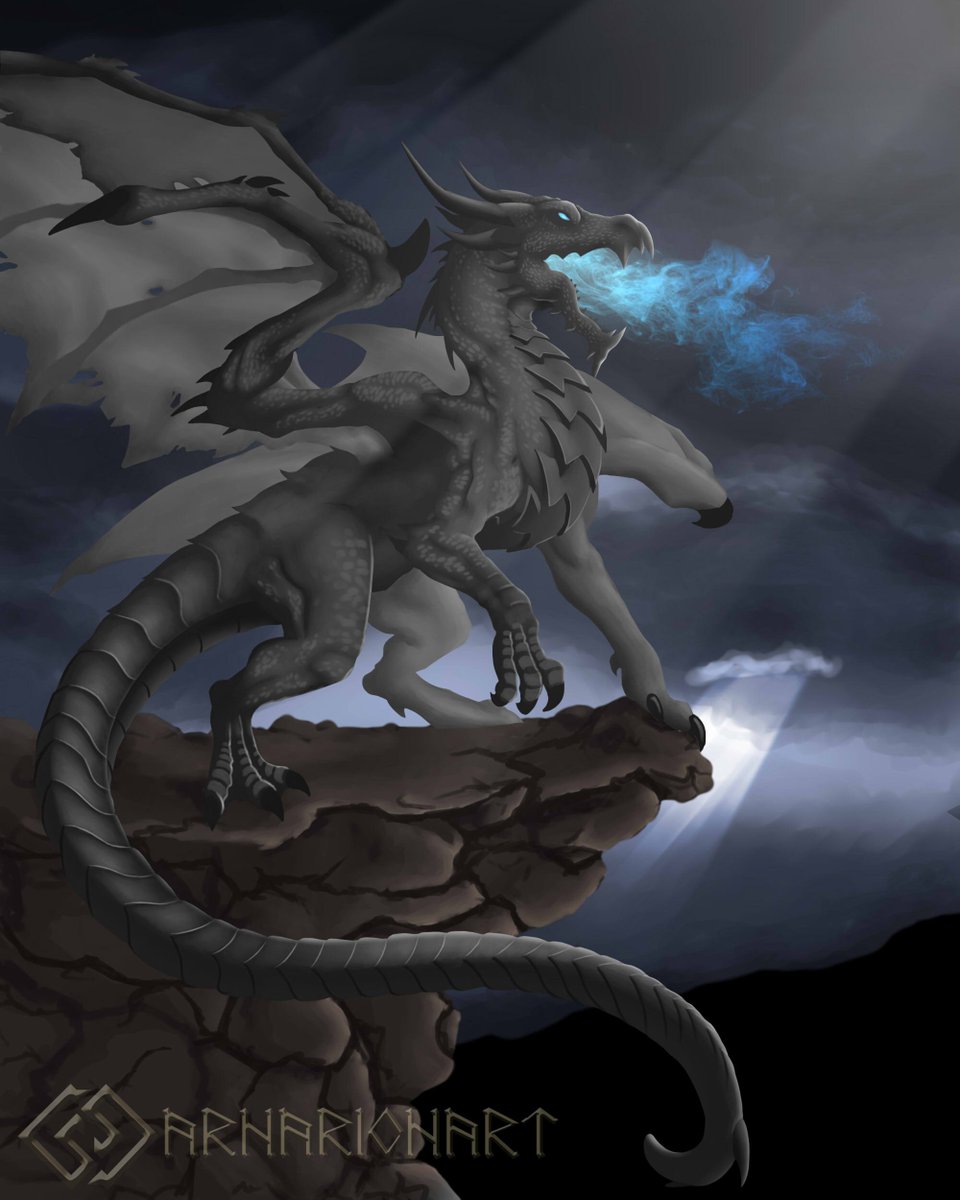 Inspired from another dragon artwork, I made this dark dragon. #deviantart  #dragonart #facebook #storm #twitter #tumblr #art #arnarionart #blackdragon  #conceptart #darkdragon #digitalart #dragon #mythicalcreature  #originalcharacter #instagram, image size:960x1200