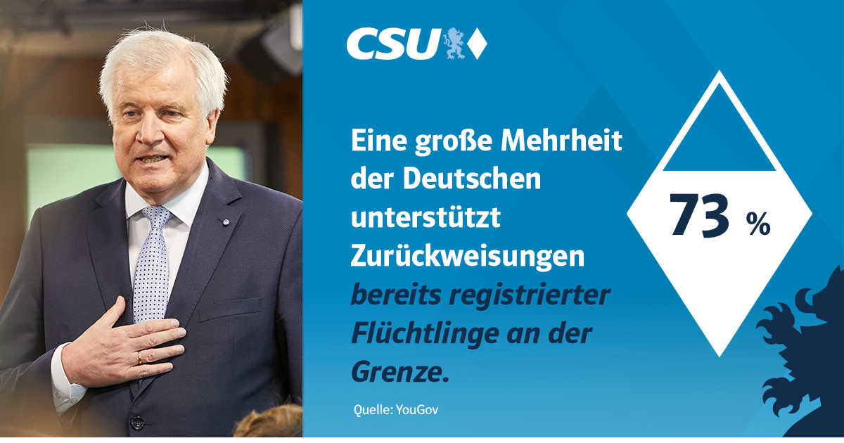 Rückenwind für Horst #Seehofer in der aktuellen Flüchtlingsdebatte!