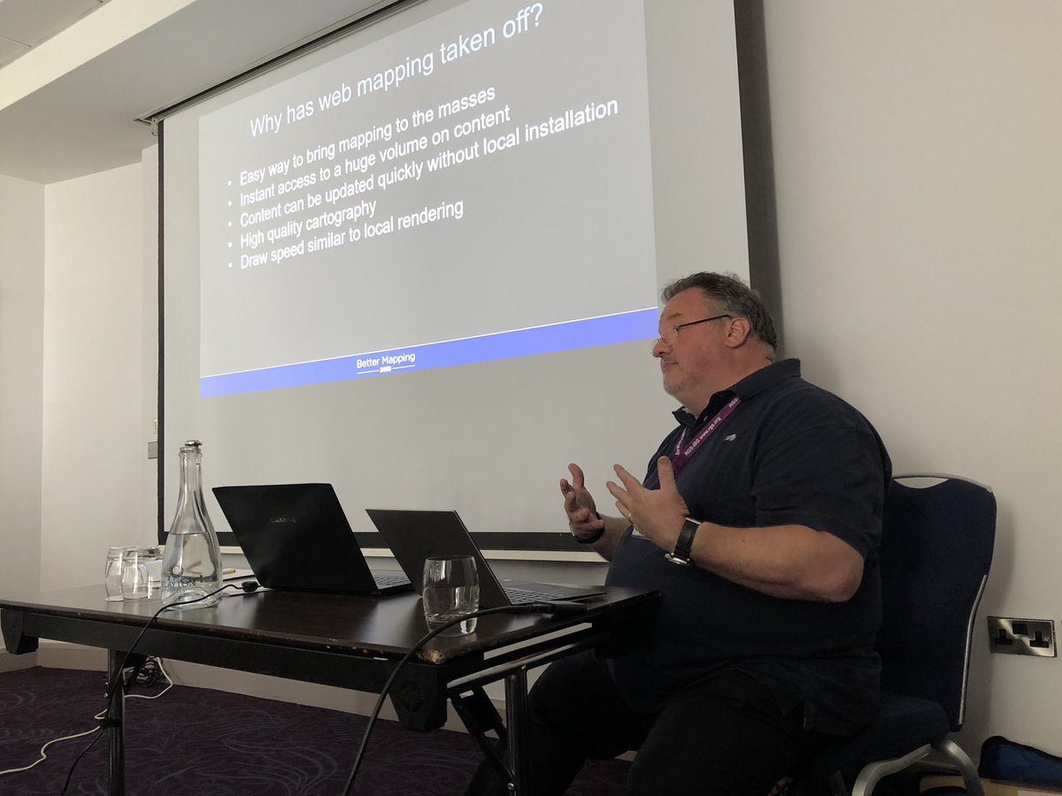 Orcanat's tweet image. Warren Vick @europatech discussing why web mapping has taken off and the advantages and benefits of its implementation #BetterMapping
