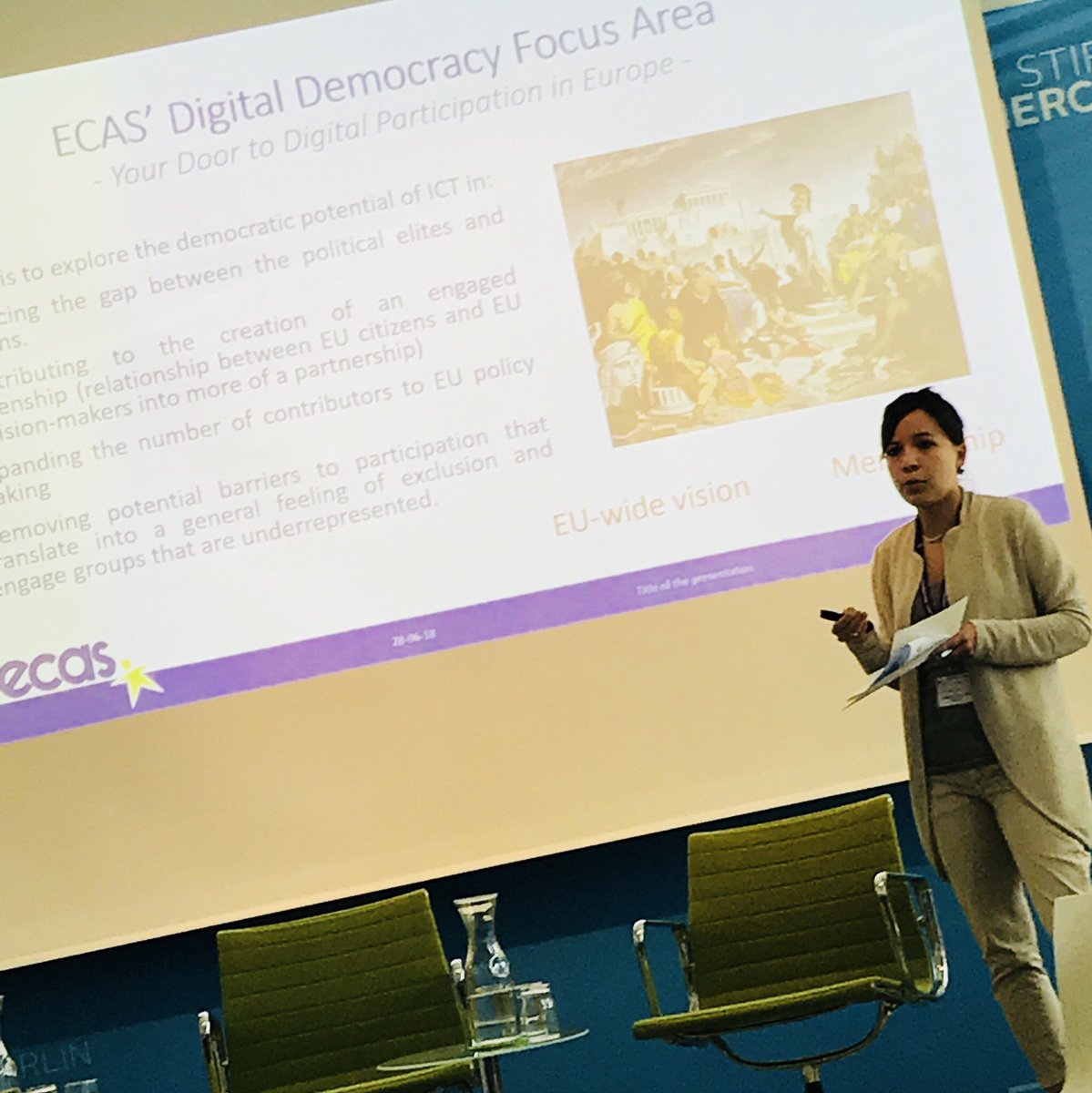 CapCollectif's tweet photo. According to @ElisaLironi from @ecas_europe we should mainstream collaborative methods in decision-making and harvest the political willingness where it is. #EFCNetwork https://t.co/4A3N2Qe5xE
