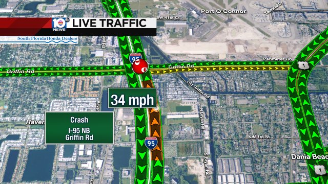 Crash on I-95 NB at Griffin Rd. Two lanes blocked #traffic https://t.co/UXtBemBiPR