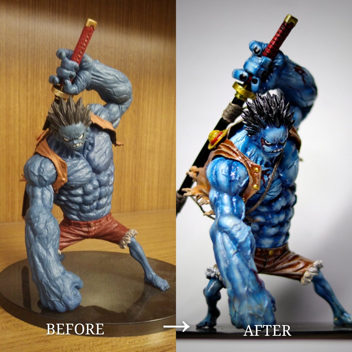 Rozeren 原型師 Twitterissa Clash1977k リペイント リペ 一品物 手作り Onepiece ワンピース フィギュア ルフィ Banpresto 造形王 Figure Repaint 원피스 Monkeydluffy Twitter