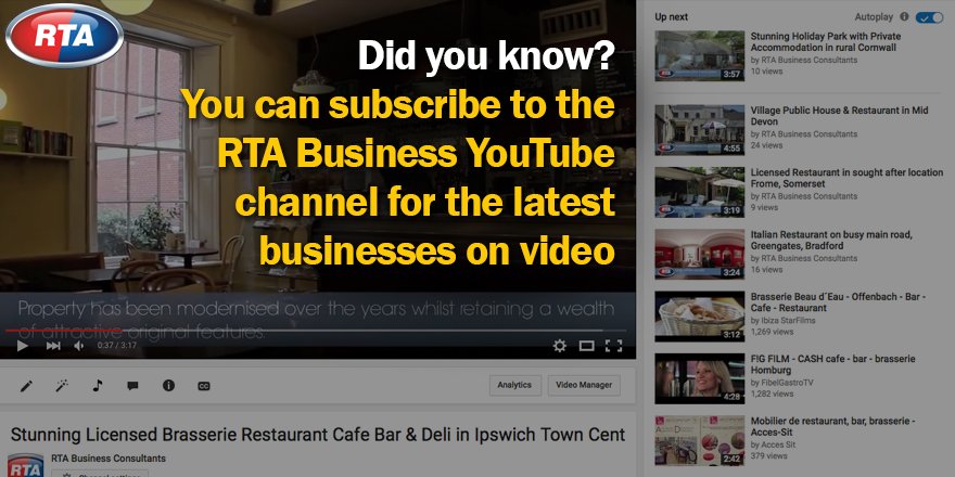 RTABusiness's tweet photo. Did you know? You can Subscribe to our YouTube channel for the latest businesses on video at https://t.co/aBp5XfNC0E https://t.co/eAUI5WwV9L