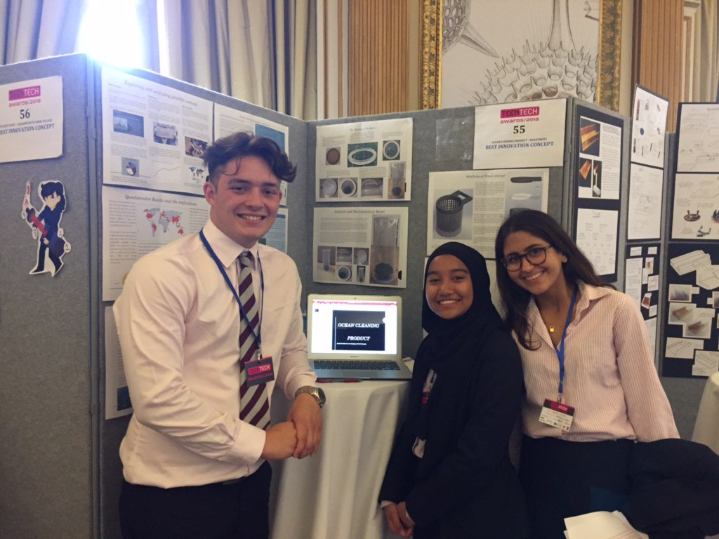 HaileyburyDT's tweet photo. Nadine Abdul Aziz, Sam Hurding and Nabila Farouki presenting their design ideas for judging at the @teentechevent at the @royalsociety on Monday 25th. https://t.co/B3kolWvrcB