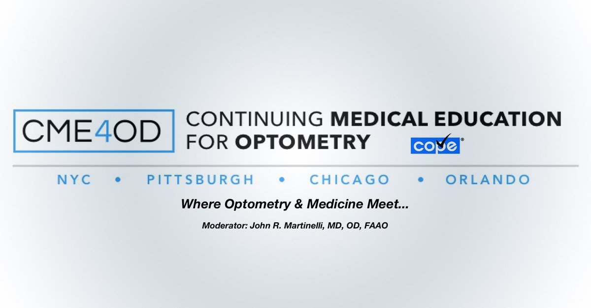 CME4OD's tweet photo. Optometry &amp; Medicine. Bridge the Gap!
Join CME4OD on FB Here:
https://t.co/NvK6y8kVVO  
#CME4OD #ThinkDeeper #Optometry https://t.co/9Xhd59rJJk