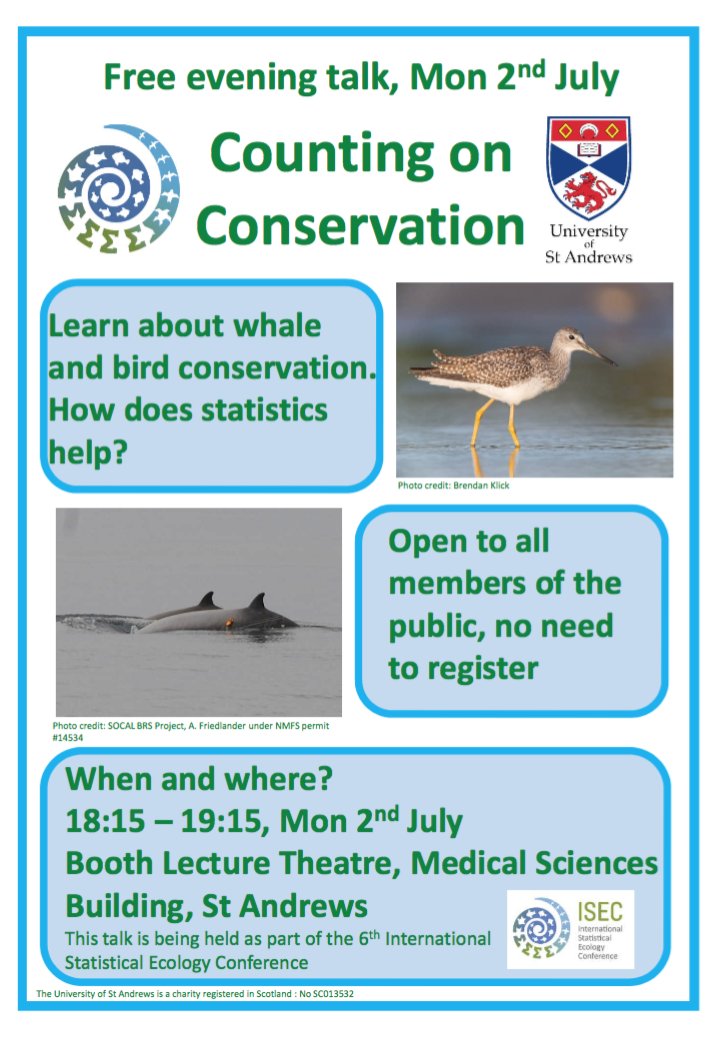 Are you curious to hear which role statistics play in the conservation of animals? Come to this evening talk on Monday the 2nd of July @univofstandrews and find out! Free to everyone, no booking required. More information: ow.ly/XynY30kHOo1 @statsStAndrews