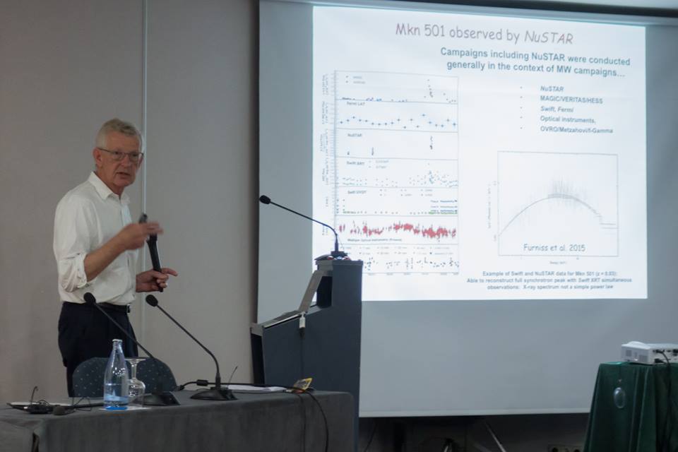 MAGICtelescopes's tweet photo. Greg Madejski talks about the role of gamma and x-rays in the  understanding of AGN jets at the 15th Anniversary of the MAGIC  telescopes.
 #15yearsofMAGIC #theMAGICcollaboration #theMAGICtelescopes #nasanustar https://t.co/4FU9y8h5rd