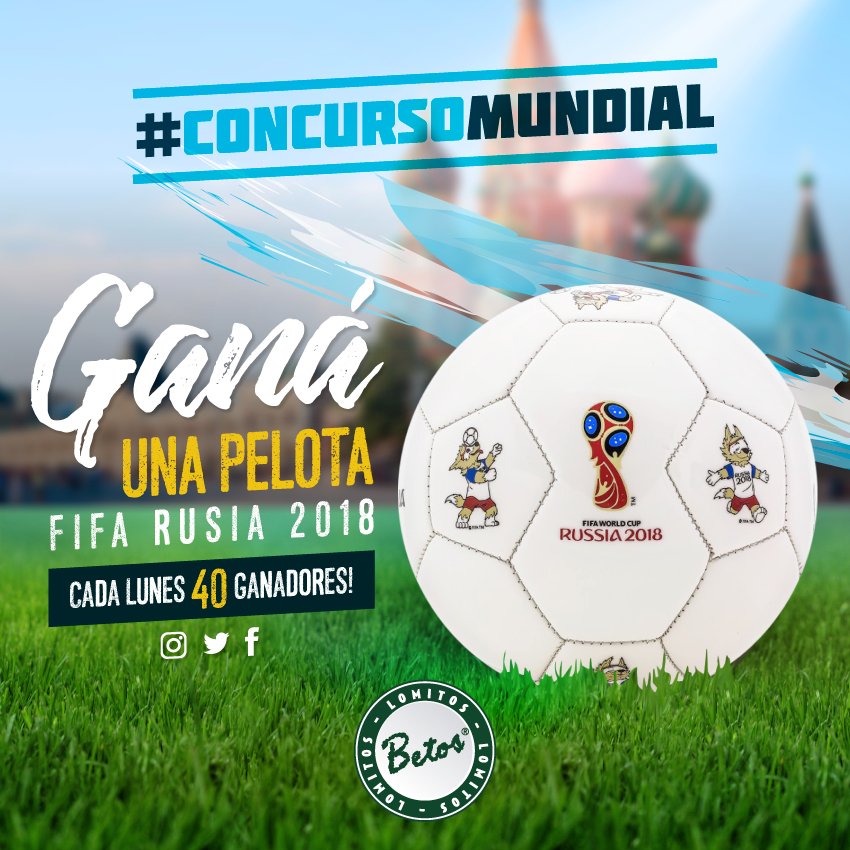 betoslomitos's tweet photo. #ConcursoMundial en #Betos 🌎👍
¡Sorteamos pelotas para vivir el mundial jugando! ⚽🎊
¡Podés ser uno de los 40 ganadores!

Para participar:
✔ Comentá con tu localidad y últimos tres del DNI
✔ Si etiquetás o das RT tenés doble chance

#TeGusta #Betos 
Sorteamos el lunes 02/07. https://t.co/vIJp9mQwaH