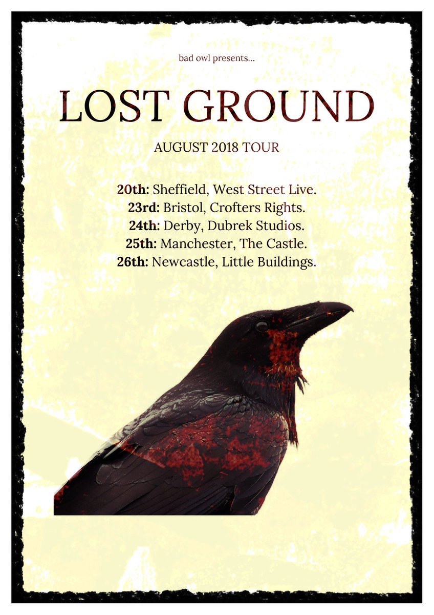 Delighted to announce this cute tour we've cooked up for our dudes in <a href="/LostGroundMusic/">Lost Ground</a> (for fans of TTNG, Minus The Bear etc)...

#Sheffield #Bristol #Derby #Manchester #Newcastle #MathRock
