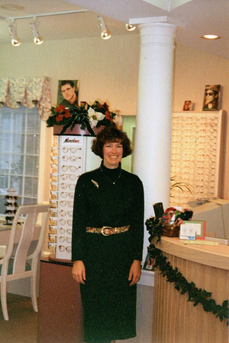 PelhamVision's tweet photo. It's less than 6 months until Christmas!  Enjoy this #ThrowbackThursday pic of Dr. Steck during Christmas of 1994.  #25anniversary #optometry #eyesareawesome #greathair https://t.co/ge1HCqkPqs