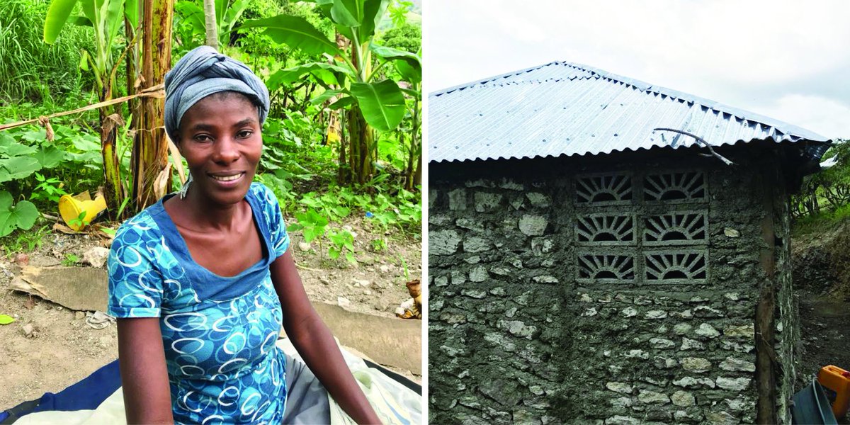 Fonkoze's tweet photo. #HopeInProgress With the help of our CLM team, Anicia Jarius has built a small home (pictured) that can protect her family from the rain. Proud of what she has been able to accomplish so far, she says, ❝Fonkoze does all it can to help you when you want to help yourself.❞ https://t.co/RSB8MCe6Ma