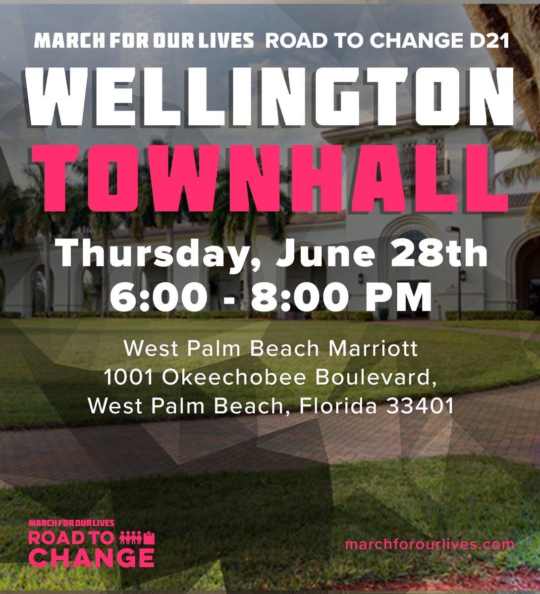 NATIONAL TOUR: Let us answer your questions at our Townhall in Bismarck! Make sure to RSVP at marchforourlives.com/tour 

FLORIDA TOUR: Join us at the next stop of the #RoadToChangeFL as we discuss our message and how to empower your peers to make a change.