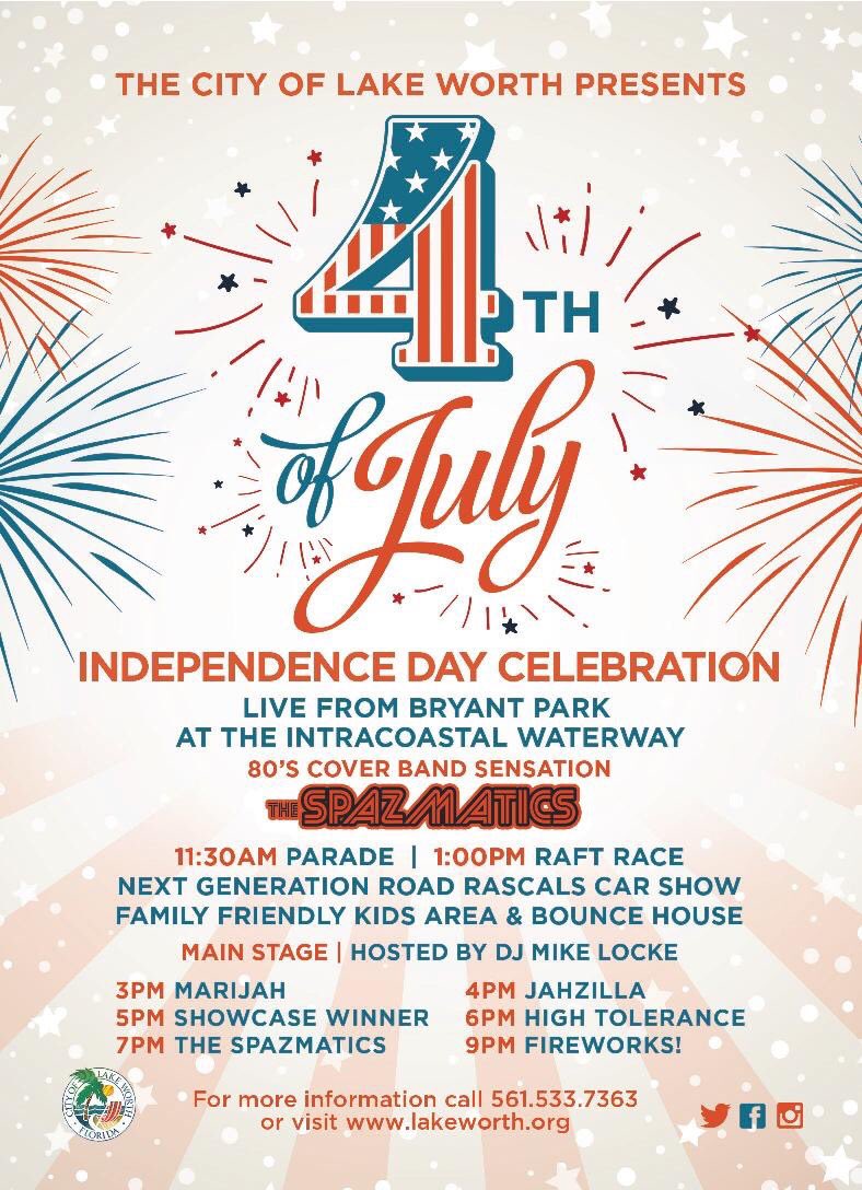 LakeWorthArts's tweet photo. Just a week until @LakeWorthPBC 4th of July Celebration 🚣‍♀️ Great American Raft Race followed by #livemusic &amp; fabulous fireworks 🎆 https://t.co/FtdyNmSC1e