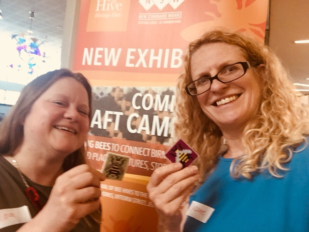 TheHiveJQ's tweet photo. We’re all set up at #ACTeaParty18 to sign up schools for our #JQBeesarecoming community craft campaign 2019. Connecting people, places, cultures, stories & heritage with lots of tapestry bees in an exhibition. With @TinaFrancis15 https://t.co/LW9dVhoQxZ