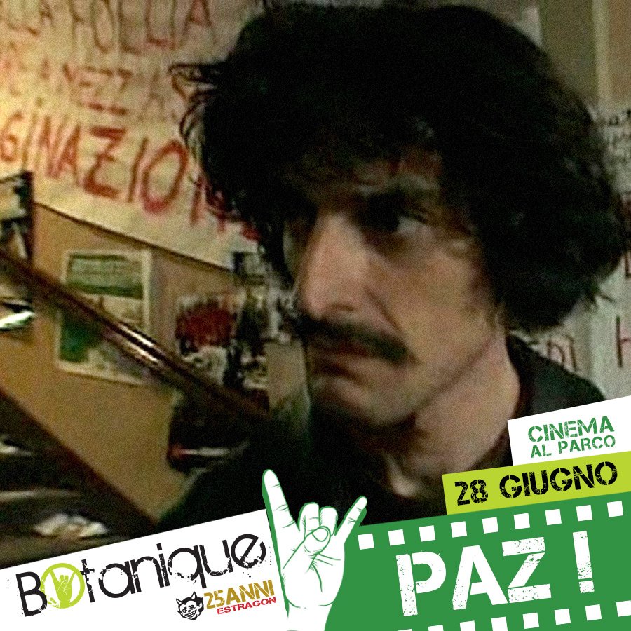 Stasera il secondo appuntamento di CINEMA AL PARCO con PAZ! Vi aspettiamo nel giardino più rock di Bologna!

> Ore 21:00