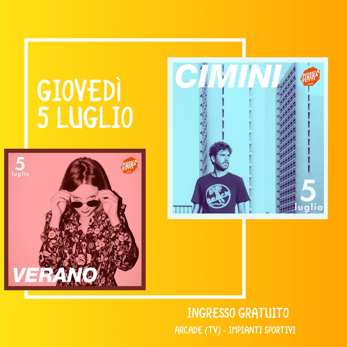 Musica Libera Tutti (@mlt_arcade) on Twitter photo Tra una settimana esatta!! Inizia #MLT18!! Opening act: Verano e poi: Cimini ❤️ INGRESSO GRATUITO Tra una settimana esatta!! Inizia #MLT18!! Opening act: Verano e poi: Cimini ❤️ INGRESSO GRATUITO