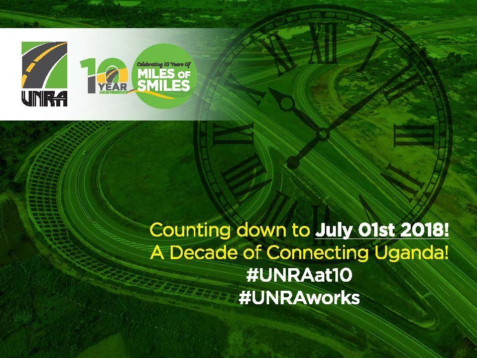 UNRA_UG's tweet image. What's for #July 1st in your calender🗓?  It's our 10th anniversary since we took on the mandate to connect #Uganda! The count down is on....!
#UNRAAt10 🎈