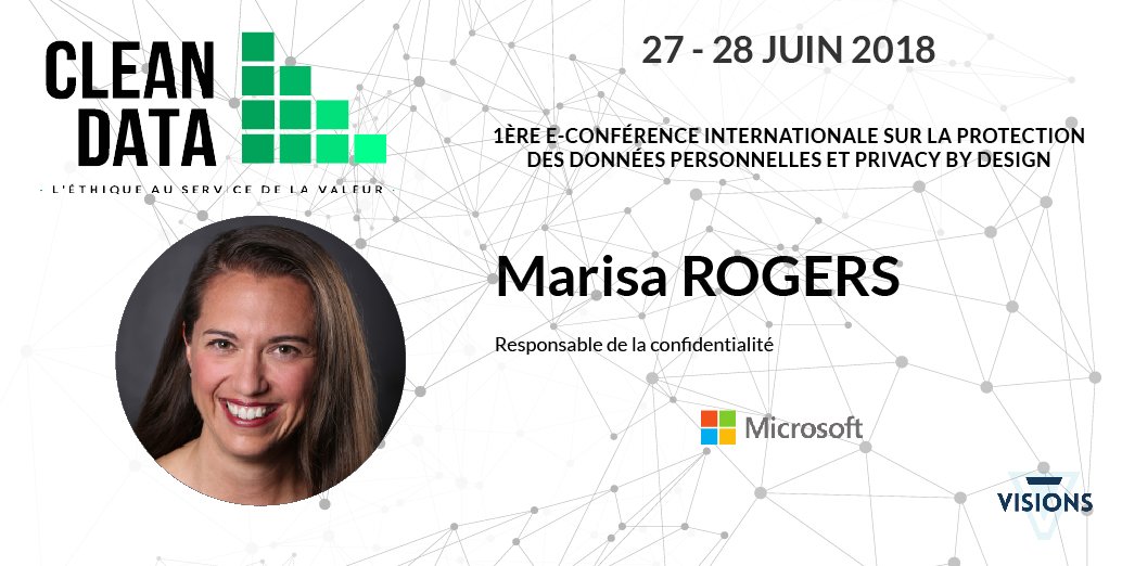 Marisa Rogers propose l'atelier suivant :

« L’importance du design dans la création et le renforcement de la confiance »

=&gt; cleandata.virtualconference.com     

#cleandata #rgpd #donnéespersonnelles #visions