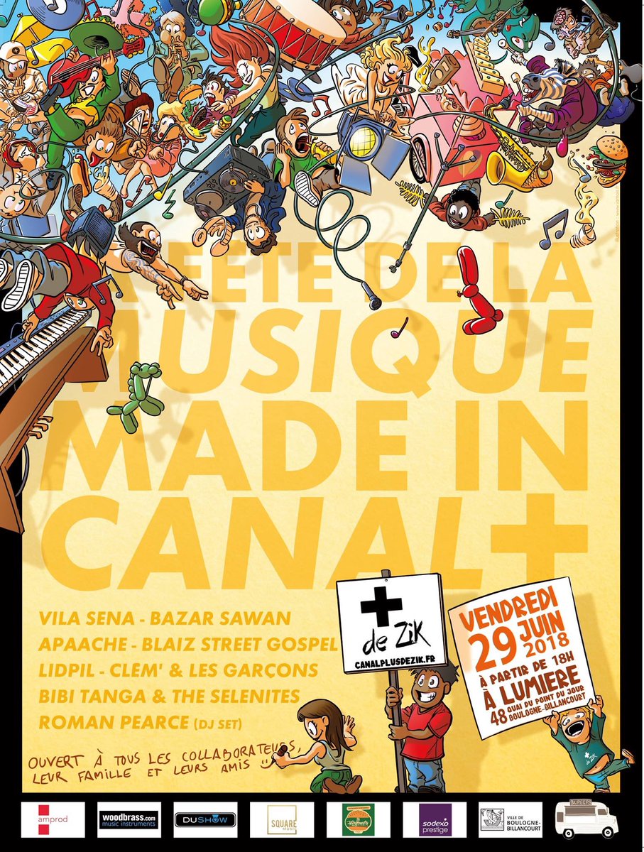 Concert gratuit de Bibi Tanga &amp; The Selenites pour la Fête de la Musique Made In Canal Plus
29 Juin 2018 - 48, Quai du Point-du-Jour, Boulogne-Billancourt
À partir de 22h 
<a href="/canalplus/">CANAL+</a> facebook.com/events/8096027…