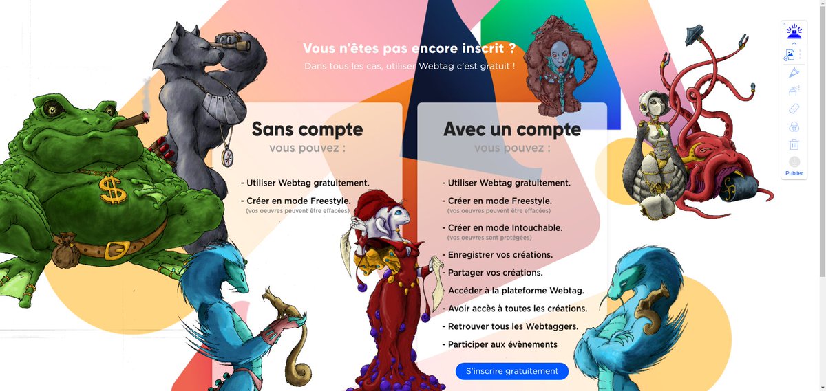 Toute l'équipe Webtag est ravie de sortir sa plateforme en bêta !
Faites un tour sur notre site webtag.fr et libérez votre créativité partout sur le web !
Retrouvez nous sur Discord: discord.gg/8zr4kHW
Un grand merci <a href="/infomaniak/">Infomaniak</a> et <a href="/Artistikrezo/">Artistik Rezo</a> et <a href="/Matrice_io/">MATRICE</a>!