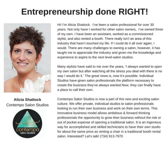 ContempoStudios's tweet photo. "I have been an assistant, worked as a commissioned stylist, and also rented a booth." Meet the visionary behind Contempo Salon Studios. @A2CoffeeNews 
https://t.co/pkXOTmlwou
#AnnArbor #Michigan 
#ContempoSalonStudios https://t.co/D7WLZzz3jx