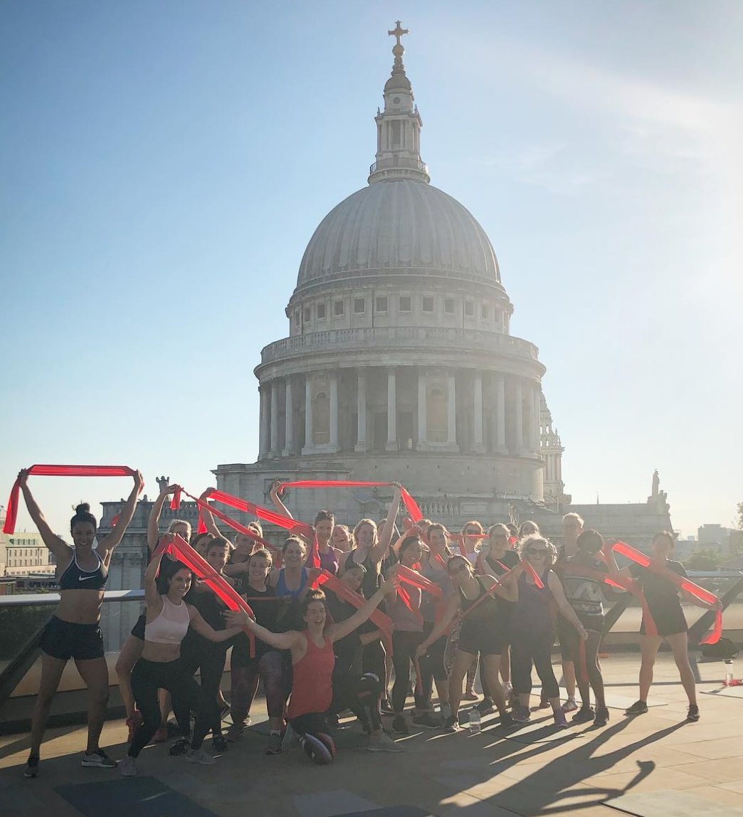 LandsecGroup's tweet photo. #WimbledonWorkoutWeek is still going strong - check out some of our champions in action! Looking forward to tonight's sunny session with @yogangsters ๐โ๏ธ https://t.co/3xIyKRYzFt