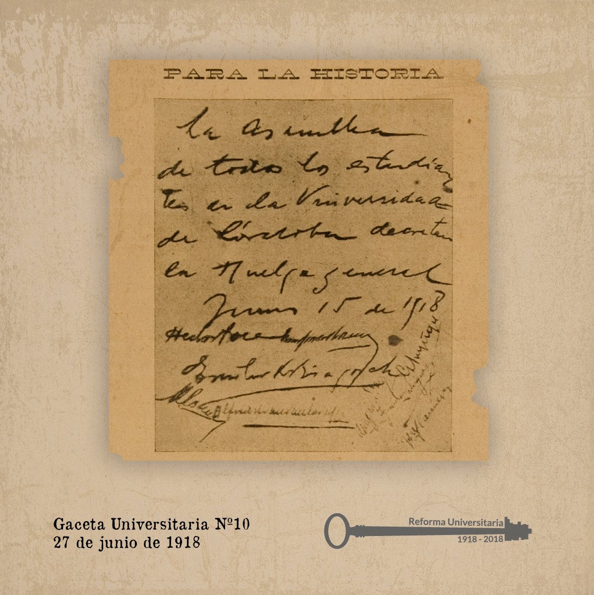 Este documento histórico 📜 contiene todas las firmas que se presentaron en la mesa del Rector momentos antes del estallido de la #ReformaUniversitaria ✊🏽

Lee el 10mo número de #LaGacetaUniversitaria ➡️  llavedetrejo.com/la-gaceta-univ…

#100ReformaUniversitaria