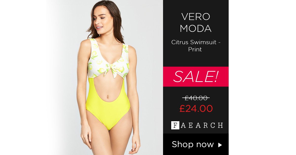 Faearch's tweet photo. With a zesty #lemon print the Citrus #swimsuit by Vero Moda will make your #swimwear edit pop this #summer! Cheeky cut outs flash plenty of skin, while the plunging neckline is #sexy - all you need now are your #sunnies and sun cream. https://t.co/D8ISH4FOkG https://t.co/uuOQArZFkF