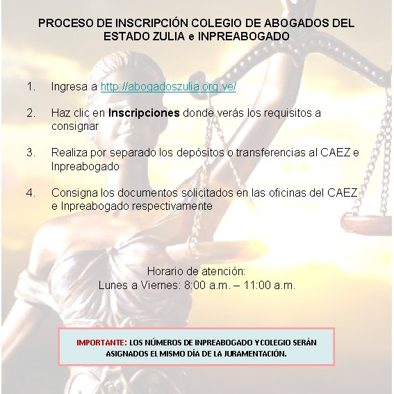 caezulia's tweet image. Realiza tu proceso de inscripción al Colegio de Abogados del Estado Zulia. Conoce los requisitos desde abogadoszulia.org.ve
