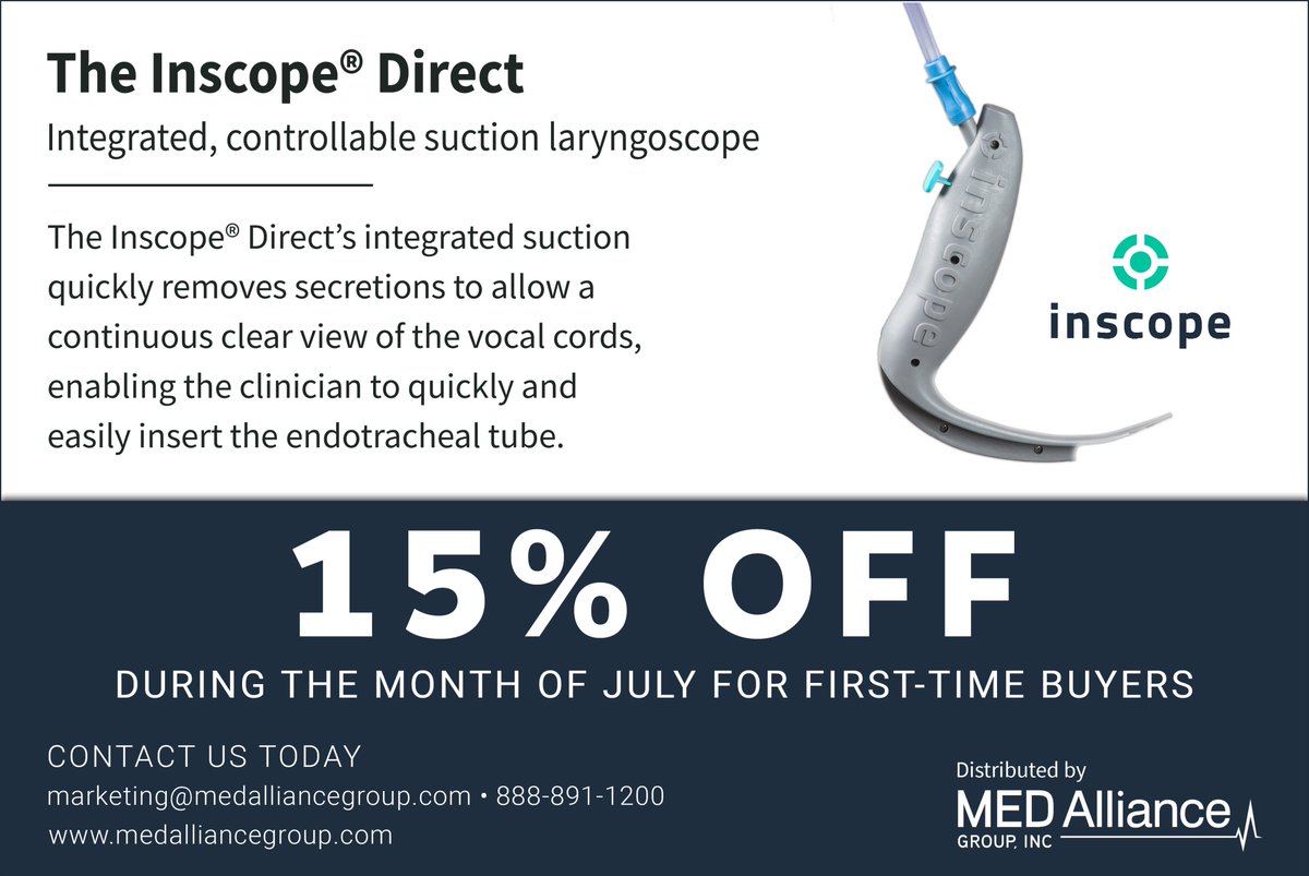 MEDAllianceGrp's tweet image. Get your hands on an Inscope Direct from Inscope Medical Solutions for less the entire month of July! maginc.us/insco3041a For first-time buyers on their first order only. #Inscope