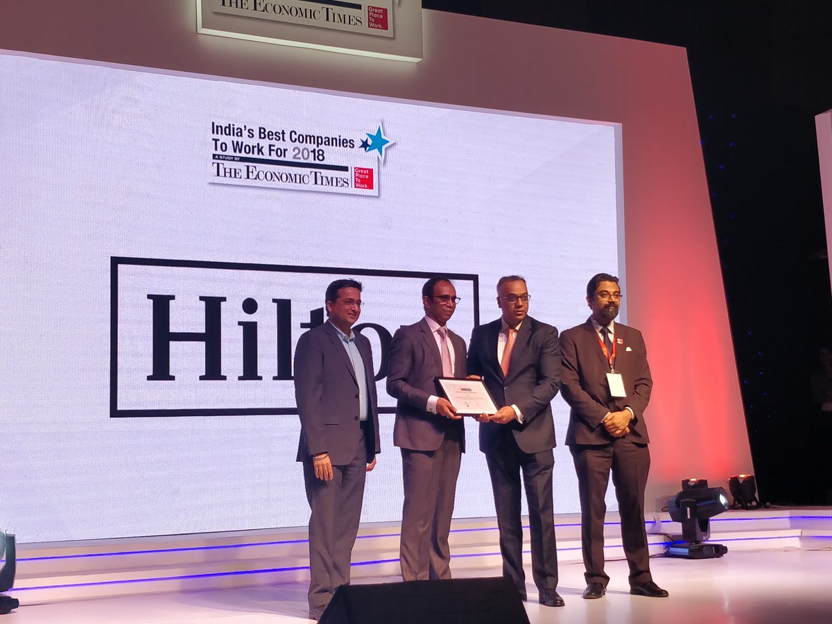 GPTW_India's tweet photo. Congratulations Navjit Ahluwalia  on winning #100BestCompanies award 2018. Great going Hilton @HiltonHotels among #Top25 https://t.co/BGXD8JIZZT