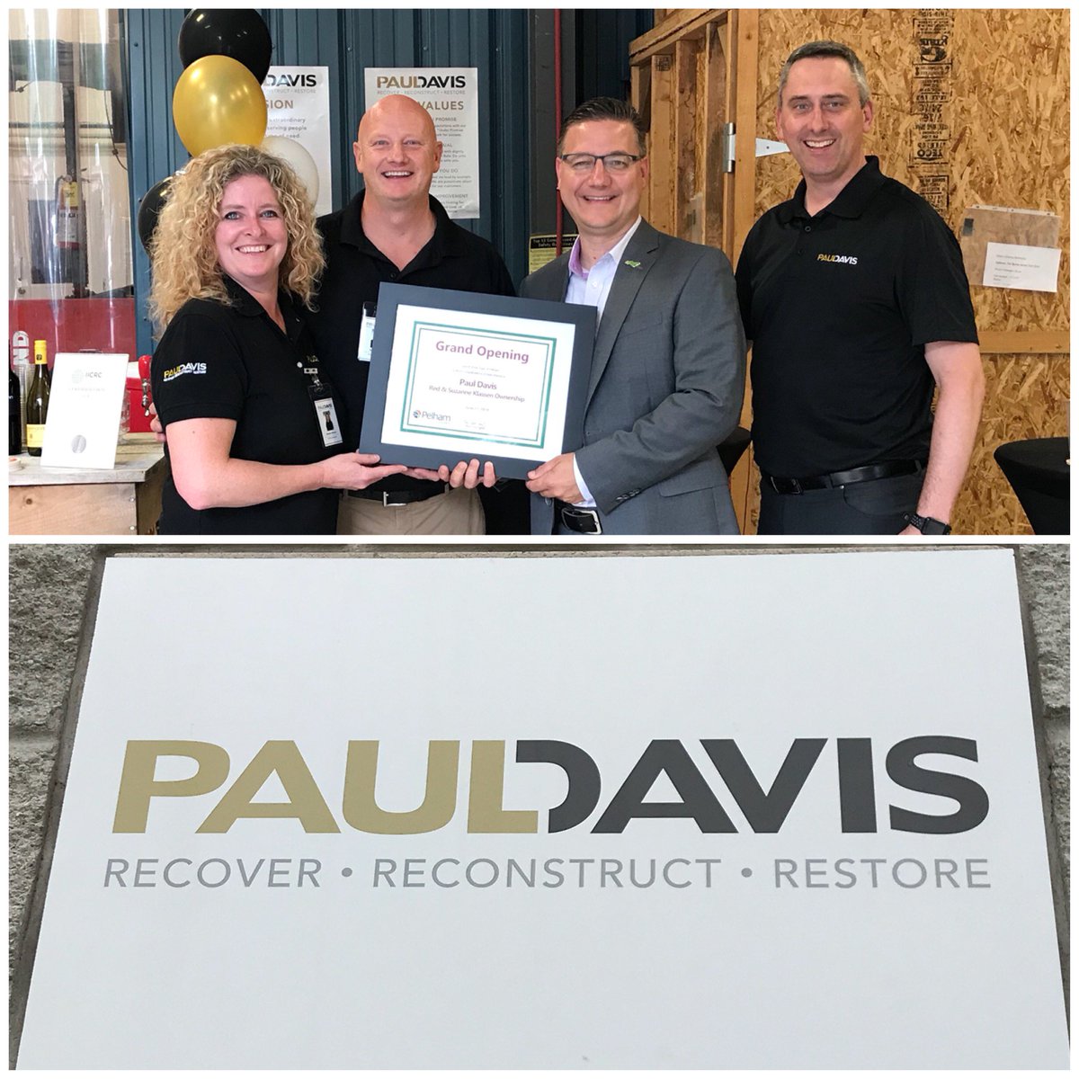 Dave_Augustyn's tweet photo. Congratulations Red & Suzanne Klassen, new owners, of Paul Davis Restoration Specialists on your Grand Opening on Merritville Hwy! Best wishes and welcome to the neighbourhood. #ImprovingNiagara @PaulDavisCanada https://t.co/88VKZGzjKX