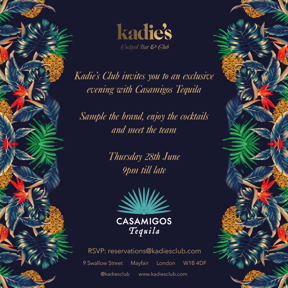 Tonight we are welcoming <a href="/Casamigos/">Casamigos</a> #houseoffriends Join us to celebrate the result of tonight from 9pm #tequila #thirstythursday