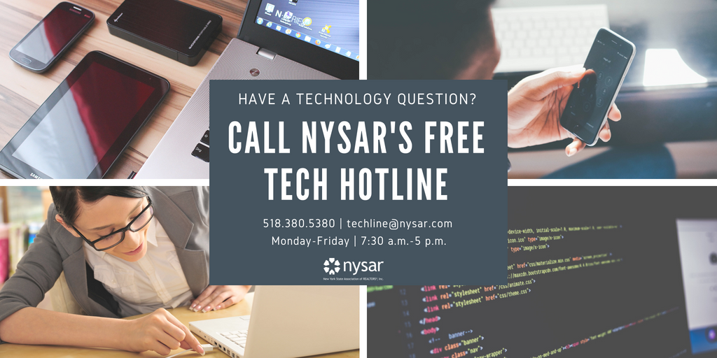 NYSAR_Kristen's tweet photo. #Tech questions? Members can call #NYSAR's new Tech Hotline Monday-Friday from 7:30 a.m. to 5 p.m. #techhotline #memberbenefits #membervalue https://t.co/OY5WXuTPG4
